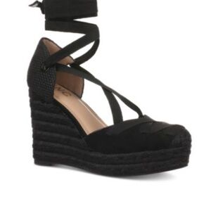 INC International Concepts Black Strappy Wedges
